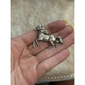 Native American Sterling Silver Running Horse Mustang Equestrian Ride Brooch Pin